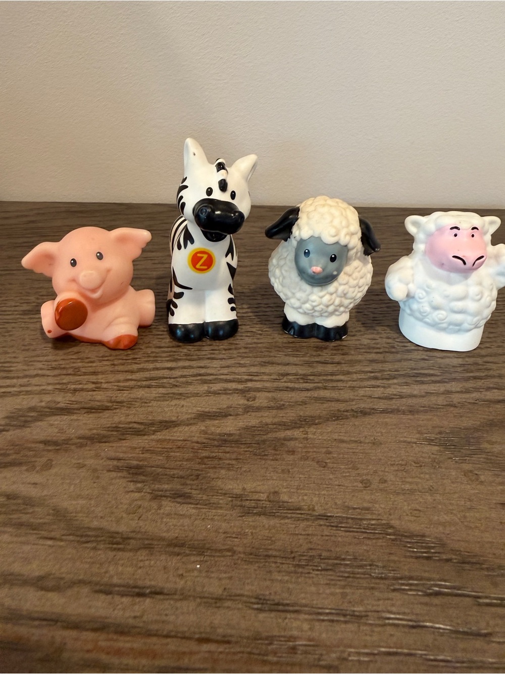Set of 4 Animal Little People - Pig, Zebra, Sheep, Lamb